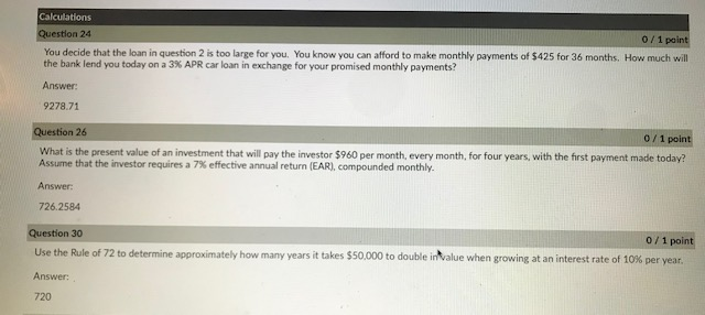 Calculations estion 24 0 / 1 point You decide that the