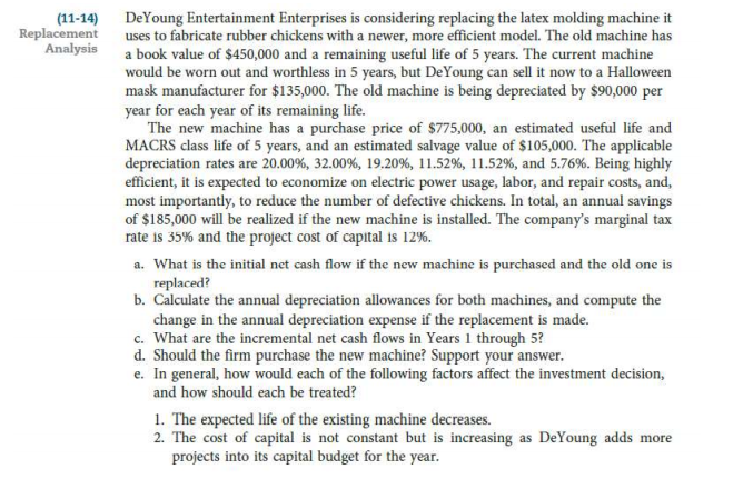 PROBLEM 1: PROBLEM 2: (11-14) Replacement Analysis DeYoung Entertainment Enterprises is considering