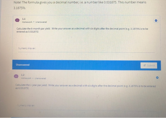 semi-annual compounding Compute the par rates out to two years at semiannual