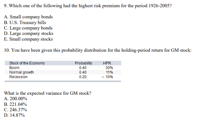  Please show all work and equations as needed. 9. Which one