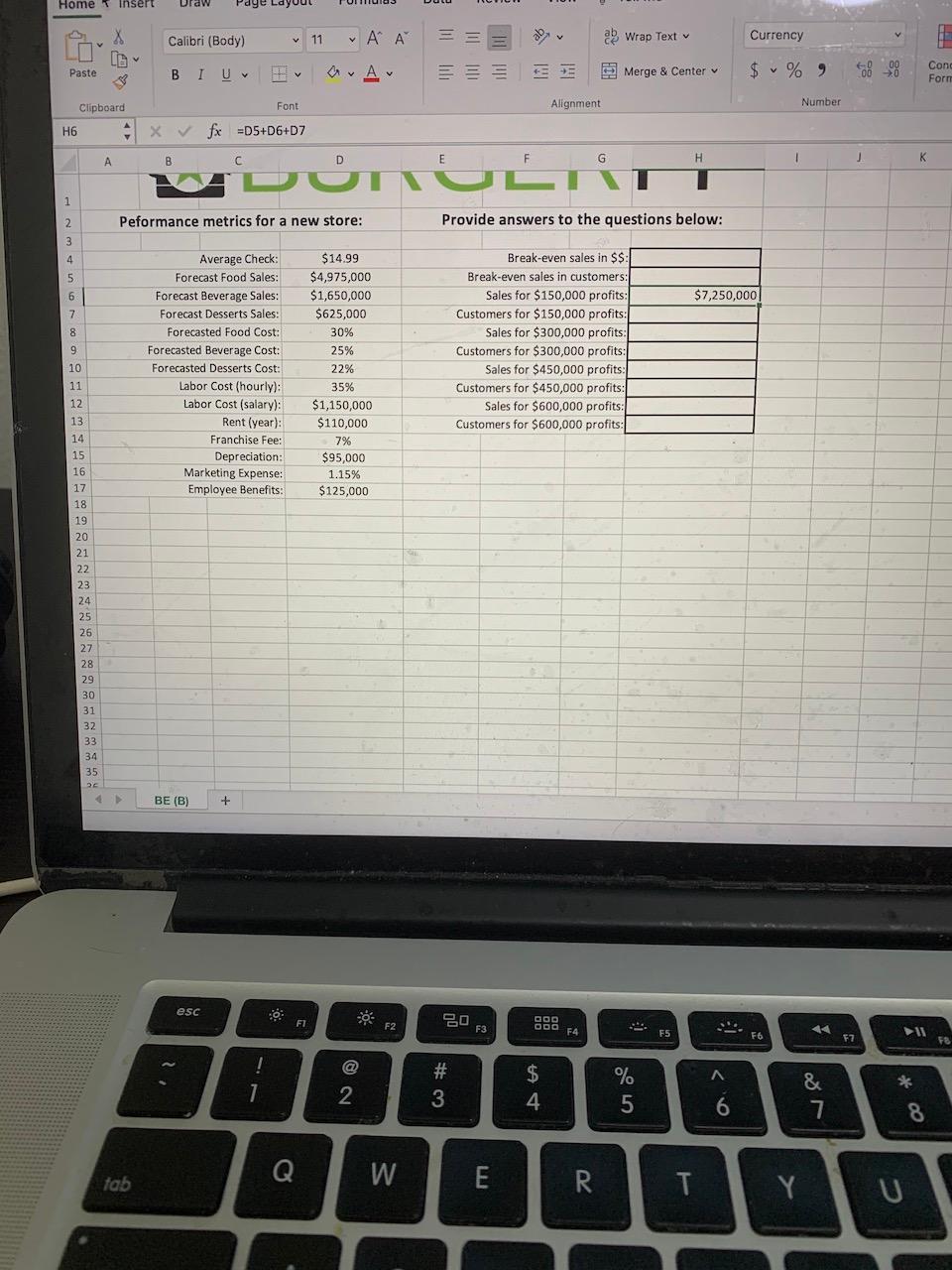 I need to help to complete this excel spread sheet. Here is