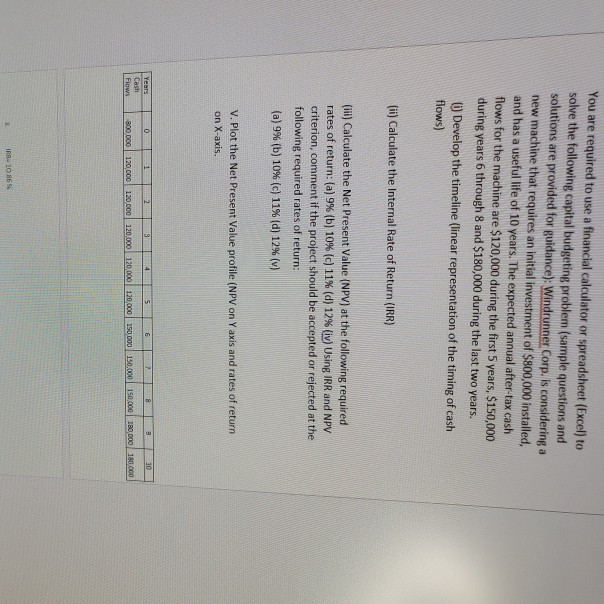 How do I solve the problem V in excel with a graph?