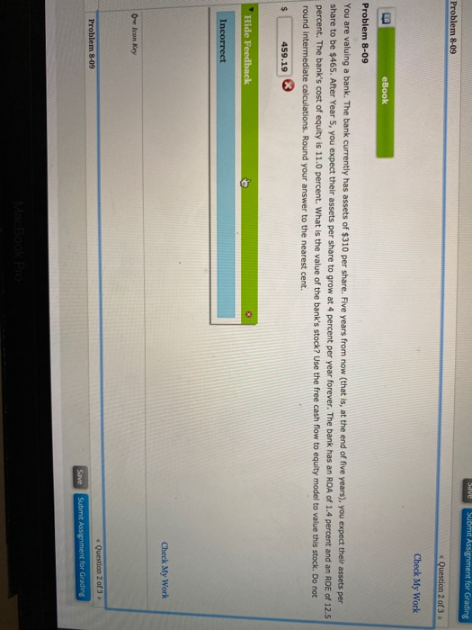  constant ROA Save Submit Assignment for Grading Problem 8-09 Question 2