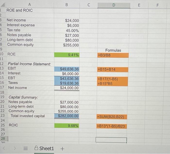 doing wrong Excel Online Structured Activity: ROE and ROIC Baker Industries' net