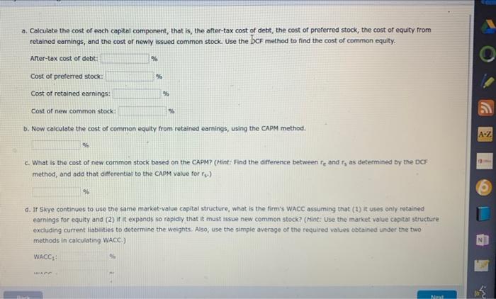 close to this i just need these numbers ctivity- Calculating the WACC