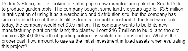  Please use excel formulas to solve Parker \& Stone, Inc., is