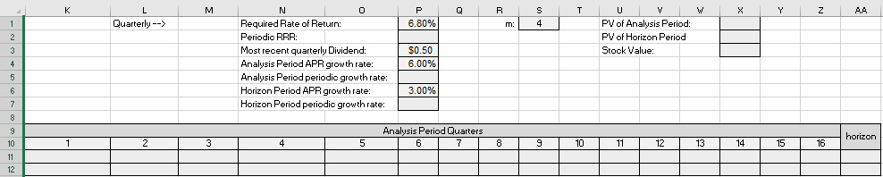 F G J 1 . PV of Analysis Period: PV of Horizon