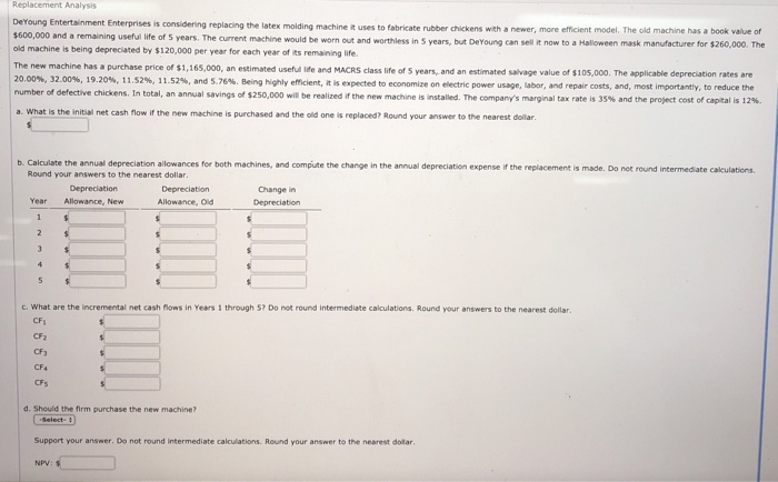  Replacement Analysis De Young Entertainment Enterprises is considering replacing the latex