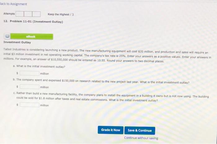  Back to Assignment Attempts Keep the Highest / 3 12. Problem