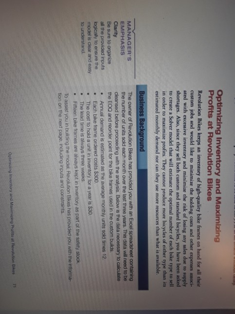 Question 5?? Optimizing Inventory and Maximizing Profits at Revolution Bikes Revolution