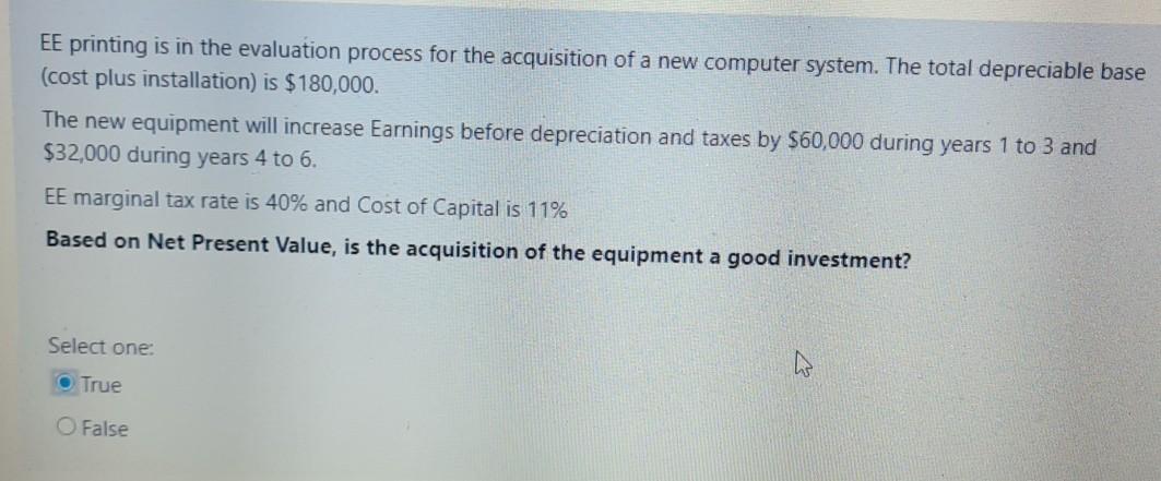 EE printing is in the evaluation process for the acquisition of