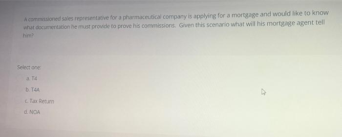 This is a case study two part question A commissioned sales representative