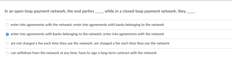  In an open-loop payment network, the end parties ____, while in