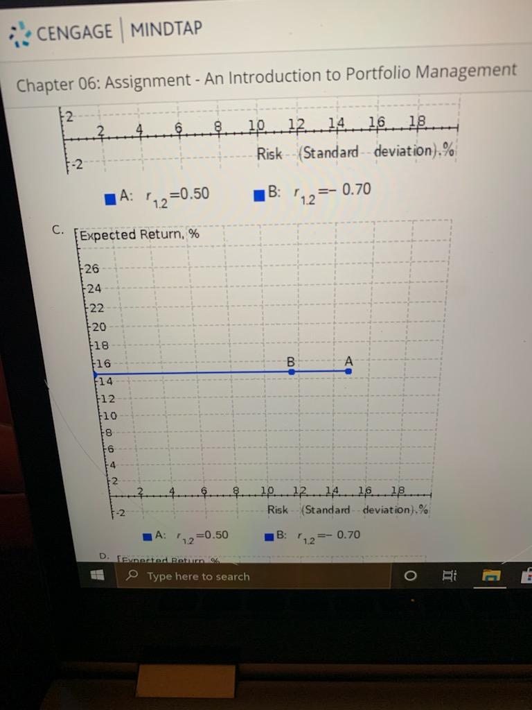 w2 = 0.7 Compute the mean and standard deviation of two portfolios
