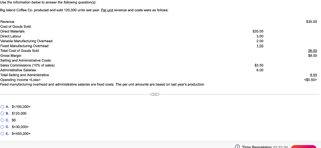 Use the information below to answer the following question(s). Big Island
