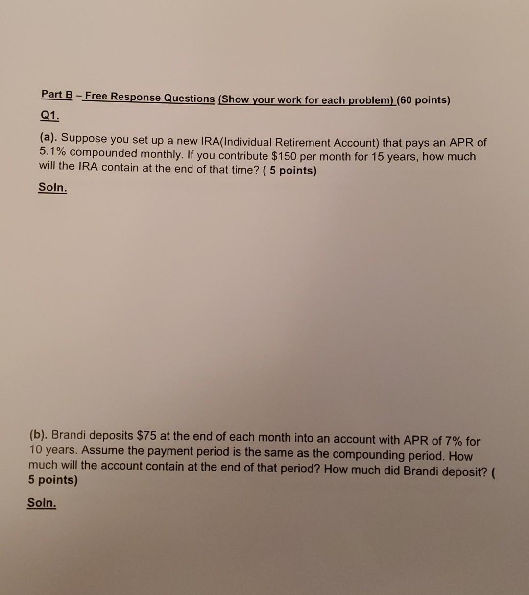 thank you for your help Part B - Free Response Questions