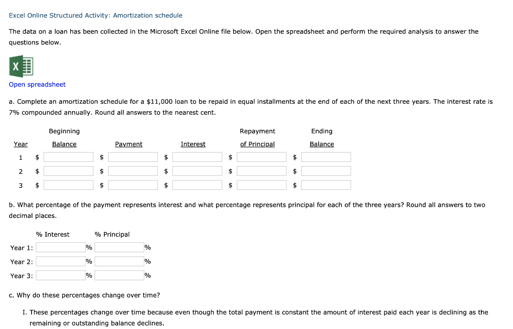 Please Answer this question by following this construction Excel Online Structured Activity: