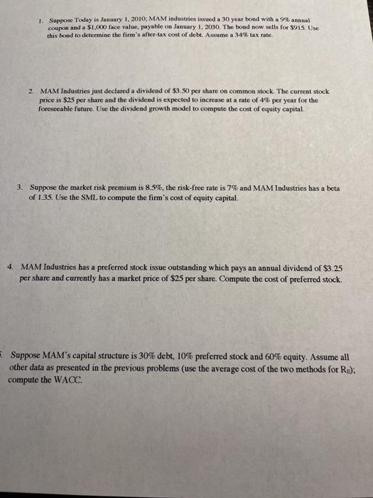 the previous problems (use the average cost of the two methods for