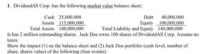  If possible, please try to answer in excel 1. Dividend All