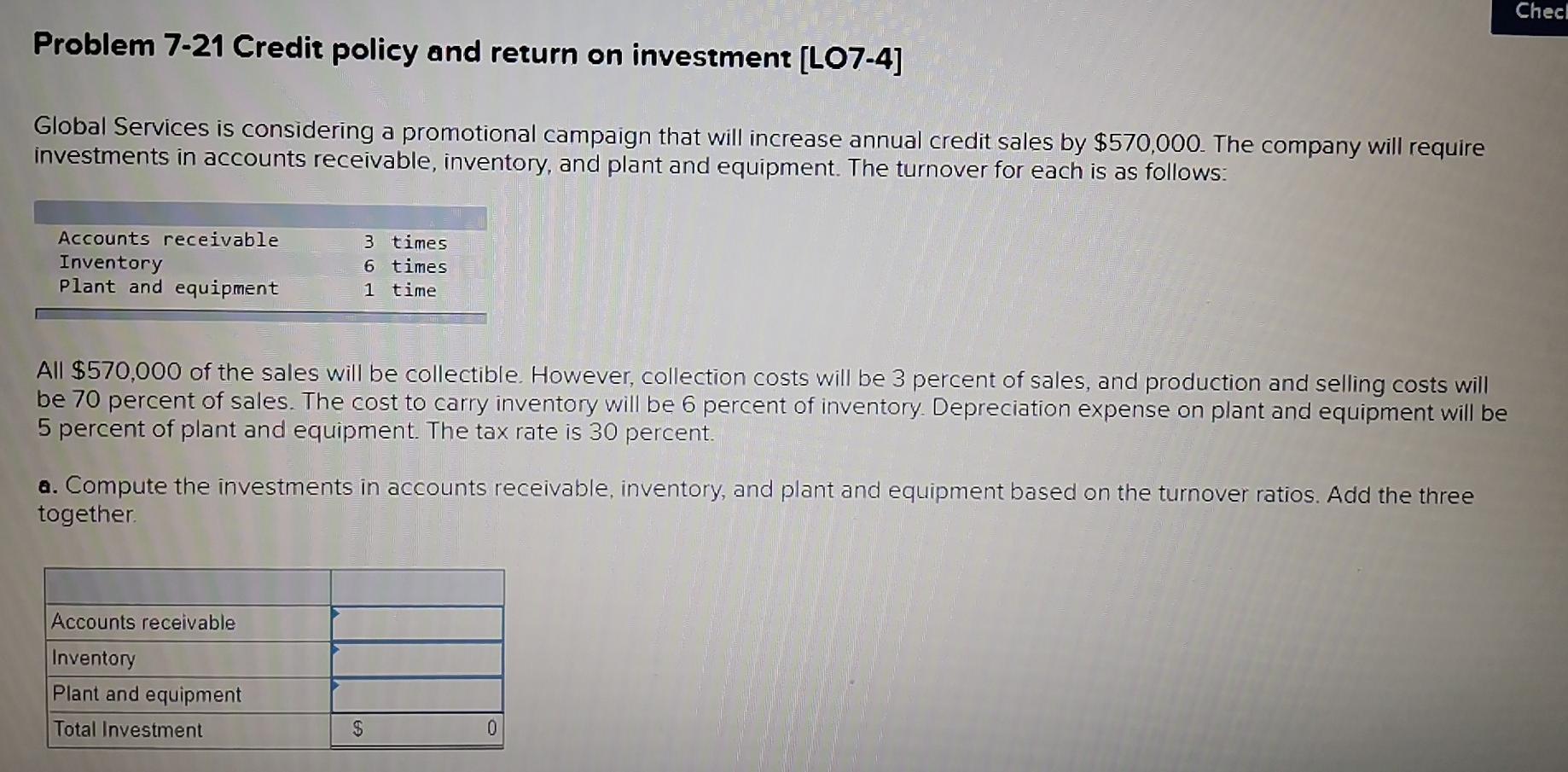  How to solve this question? thank you Checl Problem 7-21 Credit