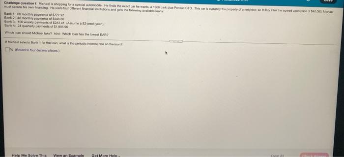 can someone please help me do this, without excel? Challenge question Michaelis