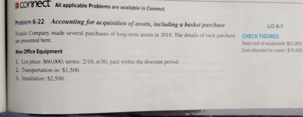  aconnect All applicable Problems are available in Connect Problem 6-22 Accounting
