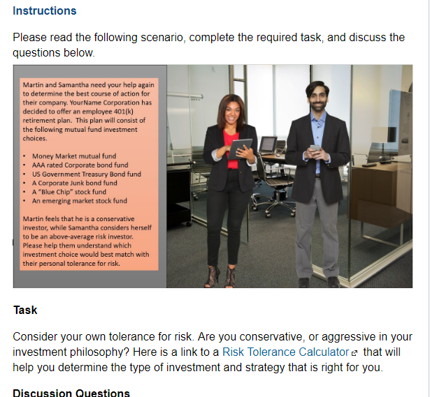  Instructions Please read the following scenario, complete the required task, and