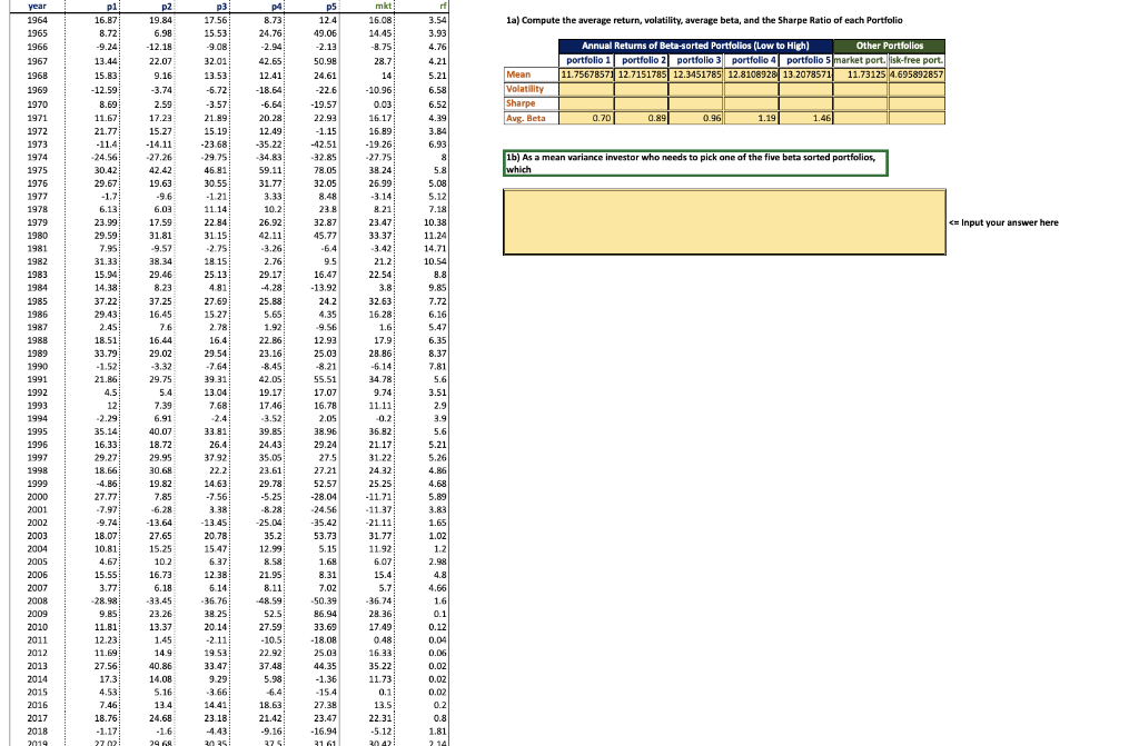  & 12 4 mimo la) Compute the average return, volatility, average