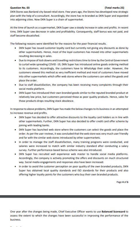 Required a) Identify two goals (objectives) together with a corresponding performance