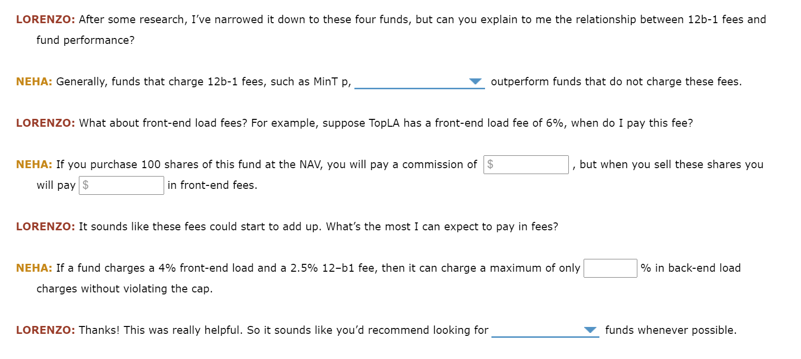 load Attempts Average / 1 4. Comparing mutual funds Understanding the Costs