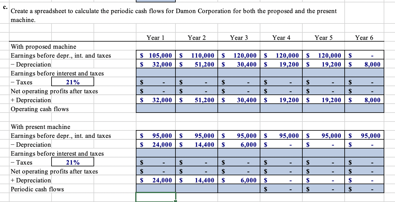 Need help calculating the answers for the boxes in blue. would be