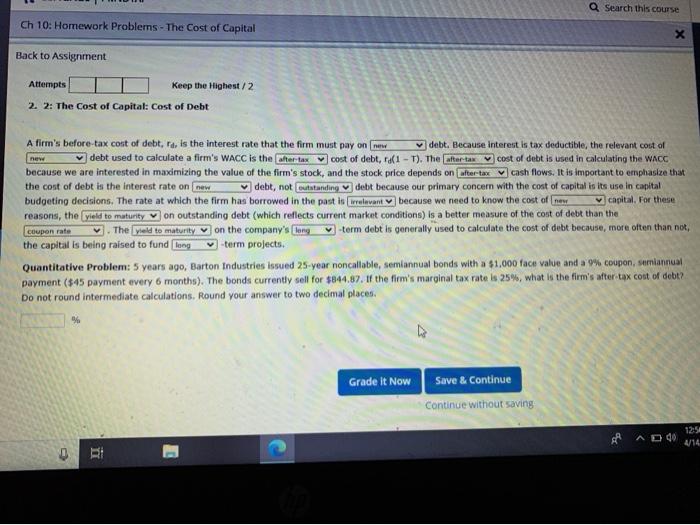 quantatative problem: Q Search this course Ch 10: Homework Problems - The
