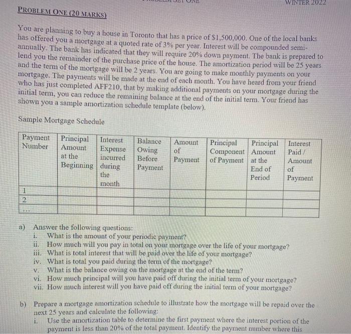 please answer using excel and show your work thank you. WINTER 2022