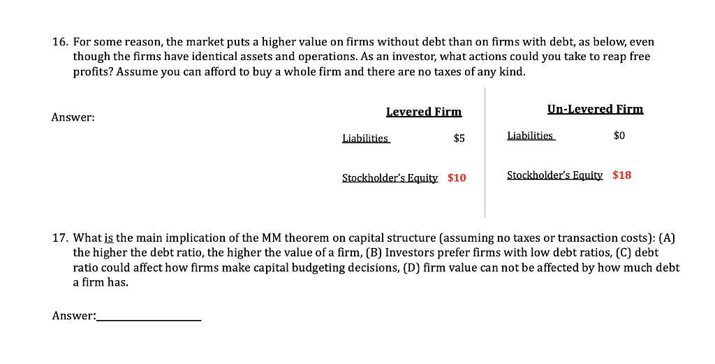  16. For some reason, the market puts a higher value on