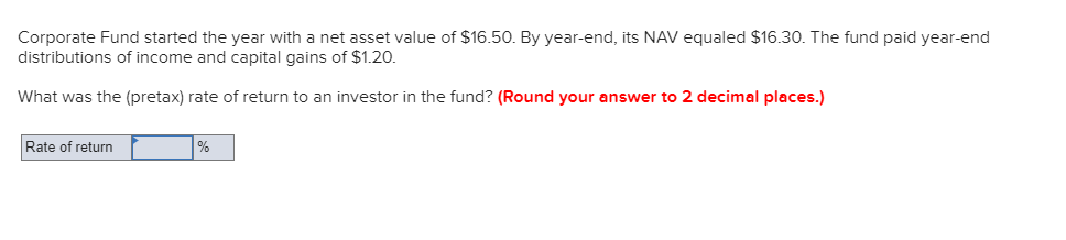 Corporate Fund started the year with a net asset value of