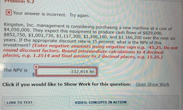  9.2 x Your answer is incorrect. Try again. Kingston, Inc. management