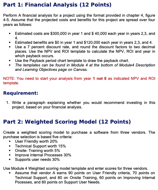 Part 1: Financial Analysis (12 points) Perform A financial analysis for