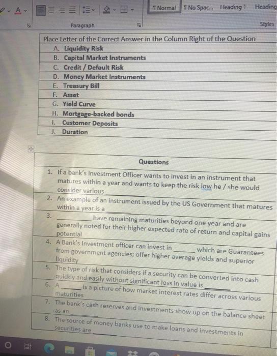  I Normal 1 No Spac... Heading 1 Heading Styles Paragraph Place