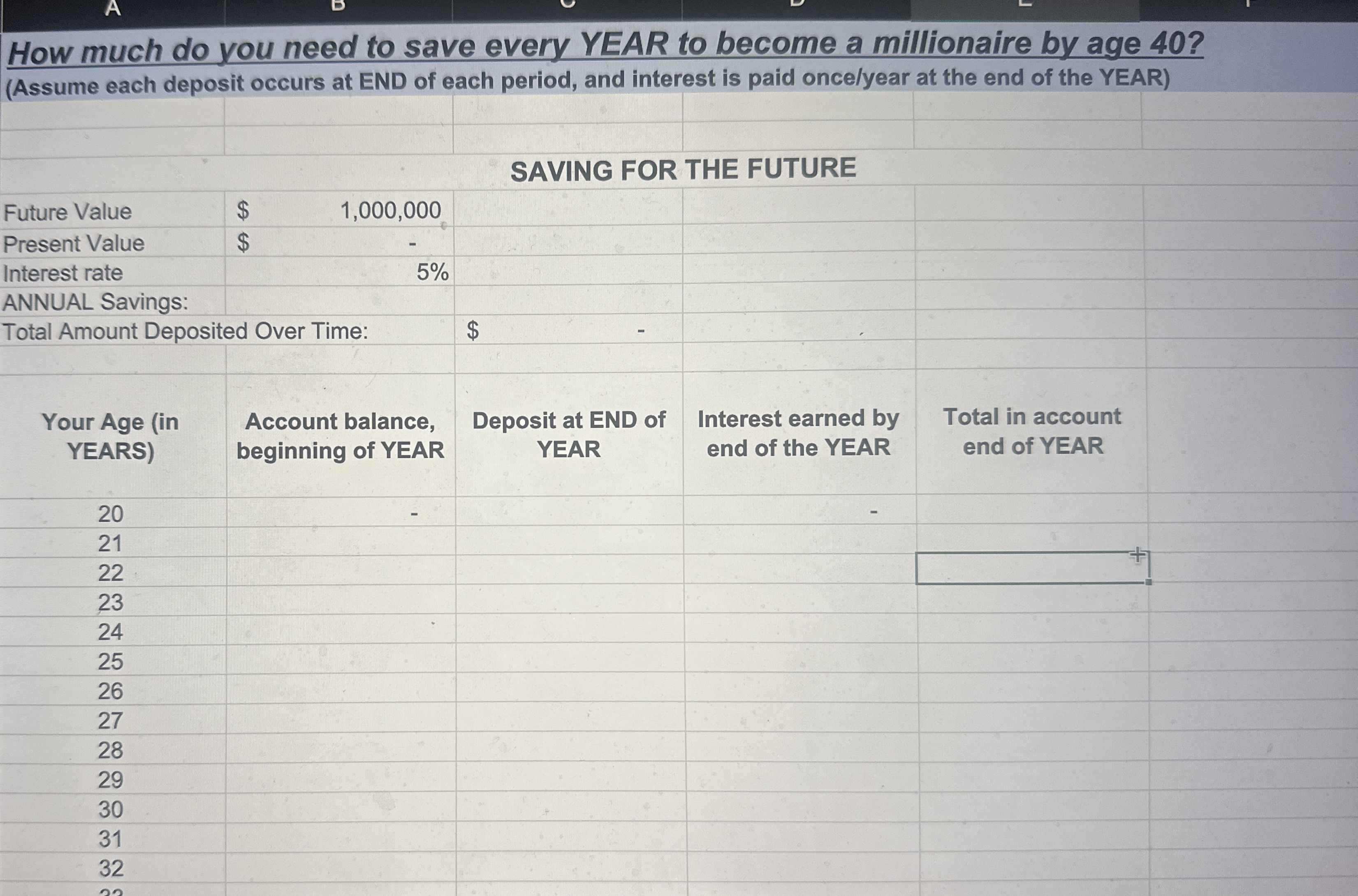  How much do you need to save every YEAR to become