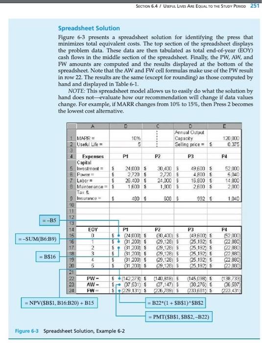 251 Spreadsheet Solution Figure 6-3 presents a spreadsheet solution for identifying the