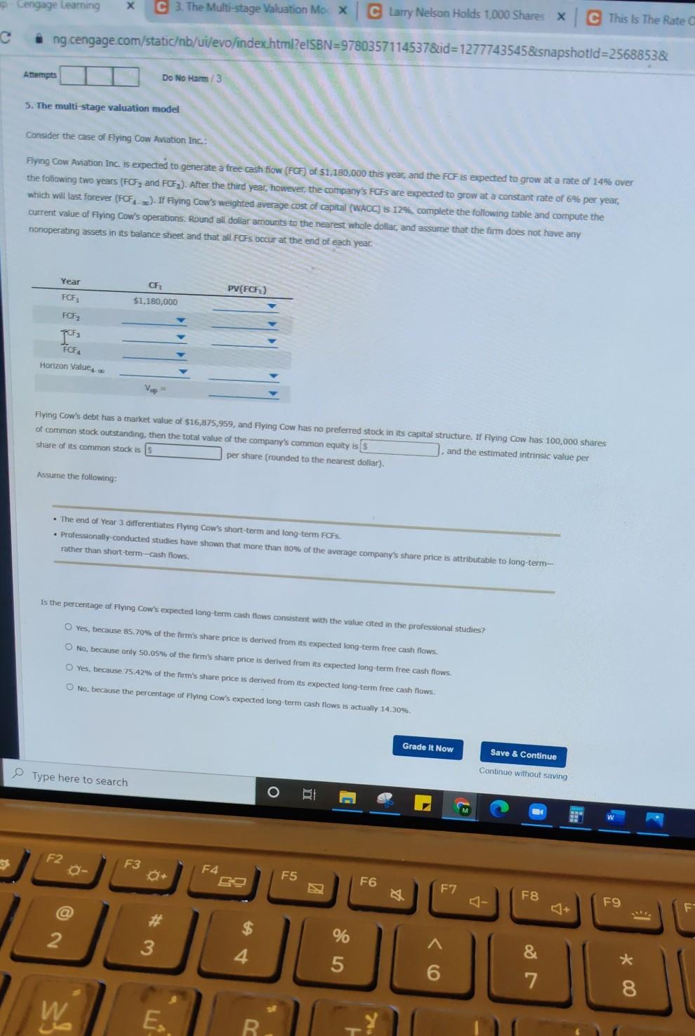 Cengage learning C 3. The Multi-stage Valuation Mo X C Larry