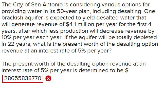 of xthat makes the equivalent annual worth in years 1through 9 equal