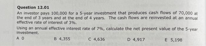 please explain by steps. don't use Excel functions please Question 12.01 An