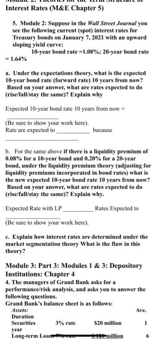  Interest Rates (M&E Chapter 5) 5. Module 2: Suppose in the