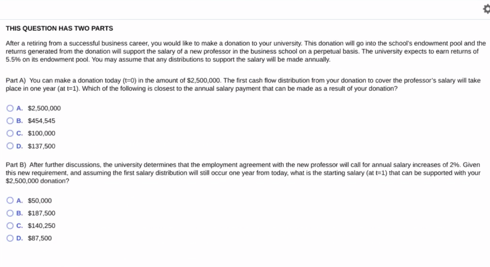  THIS QUESTION HAS TWO PARTS After a retiring from a successful