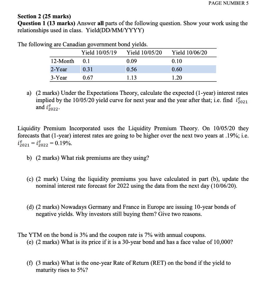 PAGE NUMBER 5 Section 2 (25 marks) Question 1 (13 marks)