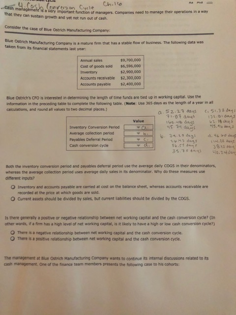 Cash Conversion Cycle Chilo con 9. cash Conversion Cash managemehe Cycle a