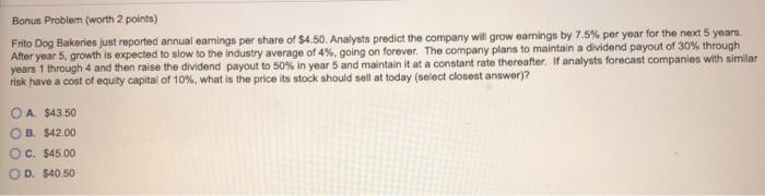  one: two: thank you !!! Bonus Problem (worth 2 points) Frito