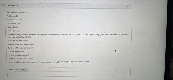 Do it in excel pls! asap Question 16 O pts Firm XYZ