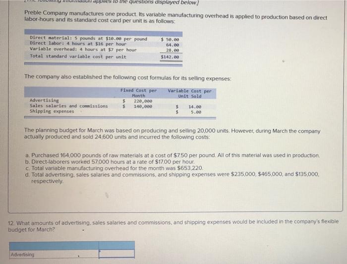 amount of advertising sell salary and commissions and shipping expenses would be